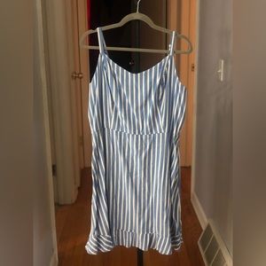 Blue and white striped linen dress